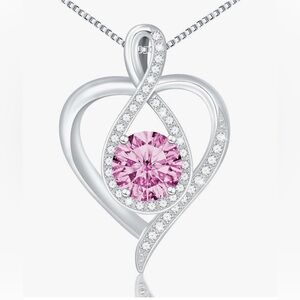 Yuelove 925 Sterling Silver Heart with Zirconia Necklace NWT